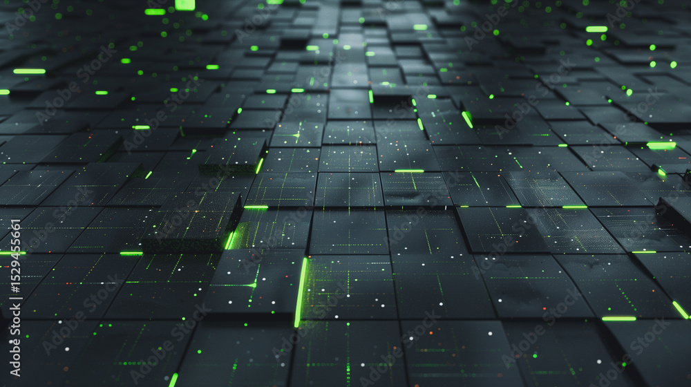 Poster digital network abstract: a mesmerizing close-up view of an abstract digital network, rendered in a 