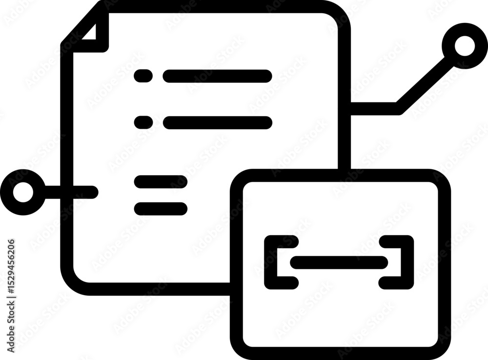 Poster this shows minimalistic icon of document with connected network node