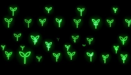 Glowing Green Sprout Pattern.