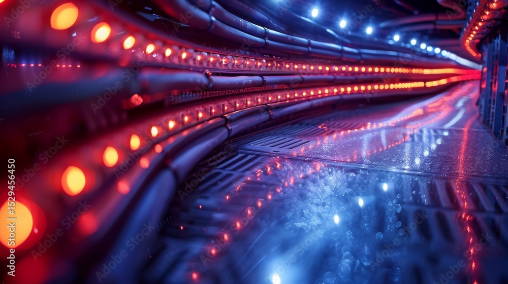 Aufkleber an abstract view of illuminated cables intertwining harmoniously, representing the fusion of technol