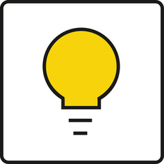 Light Bulb yellow color, Lamp Outline Icon, Editable Stroke
