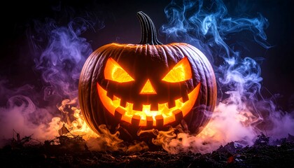 Naklejka premium Glowing Jackolantern Halloween.