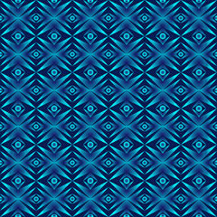 Seamless pattern with abstract geometric ornament. Blue background. Vector illustration. For your prints and interior designs
