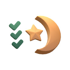 productive muslim to-do list 3d icon illustration