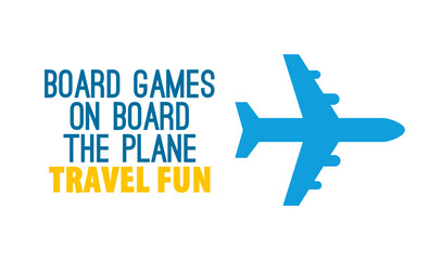 Travel Board Games Concept – Fun Entertainment on Airplane Flight Vector Illustration