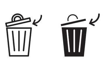 vector trash can icon set. vector trash can symbol. trash tank. trash basket. delete.