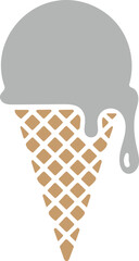 ice cream cone silhouette, dessert outline vector, cold sweet icon black