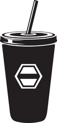 Takeaway cup silhouette, cold drink cup icon, juice container vector