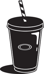 Takeaway cup silhouette, cold drink cup icon, juice container vector