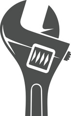 Adjustable wrench silhouette, spanner tool icon, mechanic wrench vector