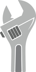 Adjustable wrench silhouette, spanner tool icon, mechanic wrench vector