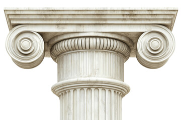 Obraz premium Ionic capital of column with volutes and egg and dart ornamentation on transparent.