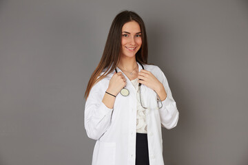 young female doctor - studio background