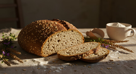 Freshly Baked Sourdough Bread with Natural Light