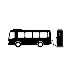 Vector silhouette of an electric bus refueling