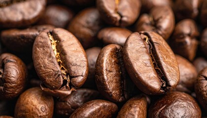 Naklejka premium Coffee beans close up