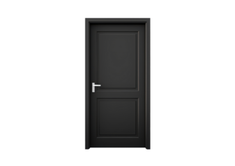 closed black door isolated on white or transparent png