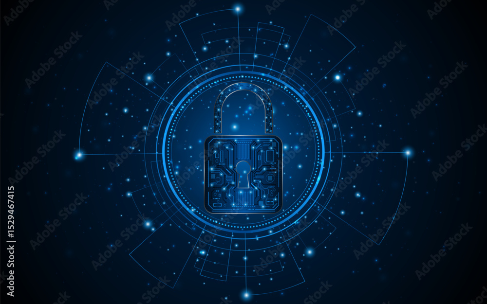 Poster lock icon. cyber ​​security and data protection concepts and privacy. innovative concept of advanced
