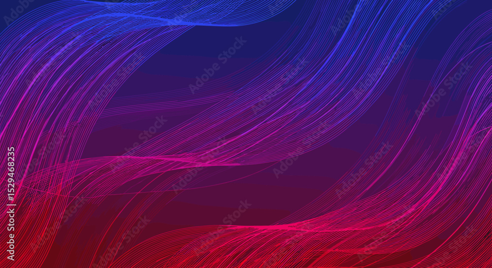 Poster abstract blue and red wave pattern in soft gradient style