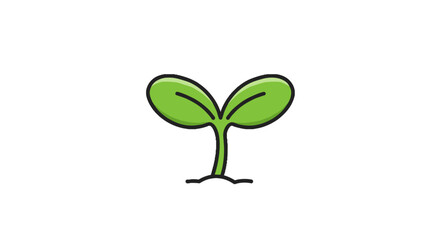 Green sprout emerging from soil in simple vector style  