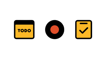 To-do list icons with check mark and progress indicator symbols  