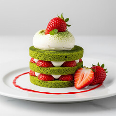 cake with strawberries and cream