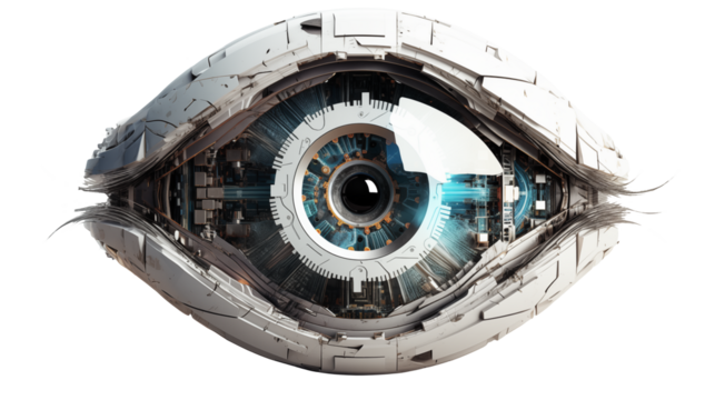 Futuristic Mechanical Eye Design Technology Concept Art - Powered by Adobe
