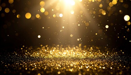 Naklejka premium Golden Glitter Spotlight Background.