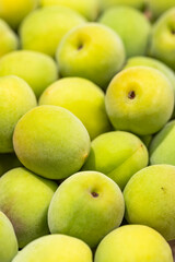 新鮮な青梅のクローズアップ