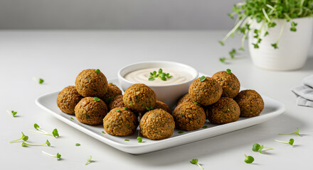 Falafel Plate with Dip and Garnish