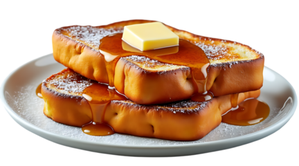 Delicious french toast with butter and syrup