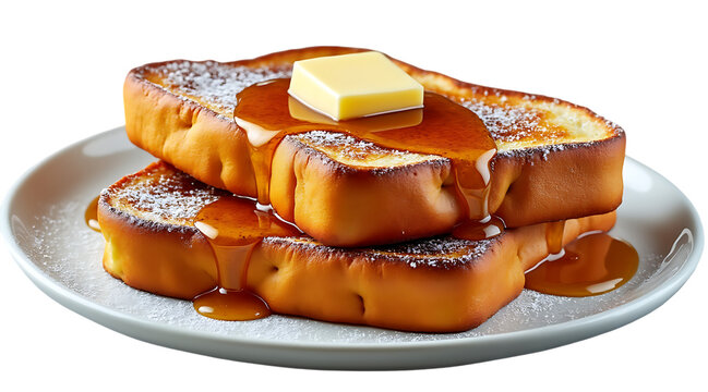 Delicious french toast with butter and syrup