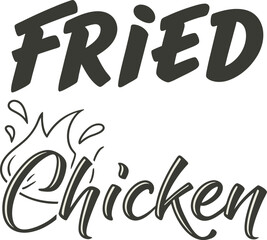 This collection of black and white line art illustrations depicts various pieces of fried chicken, including drumsticks and breasts.