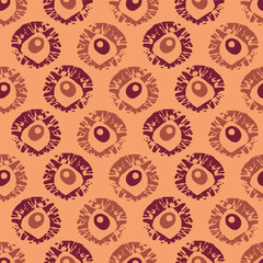 Polka dot blockprint seamless vector pattern. Neutral unisex whimsical style for wallpaper, backdrops and handmade print texture. All over vintage background. 