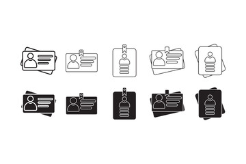 ID Card icon set. Identity document vector icons collection. Driver's license Identification card icon symbol in flat style. Face ID and eye scan icons. Vector illustration.