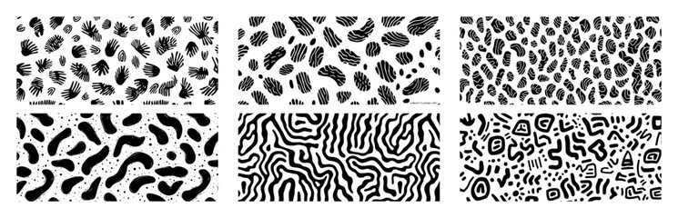 collection of abstract black seamless patterns