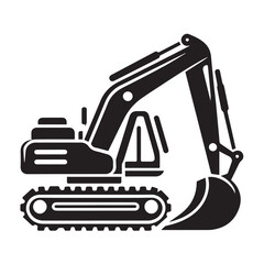 Naklejka premium black and white Machinery Excavator Icon Vector Illustrations