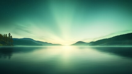 Fototapeta premium Majestic mountain lake landscape serene nature and scenic reflections for tranquil escape