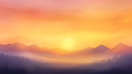 Fototapeta premium Breathtaking sunset vista majestic mountains and lush trees in harmony