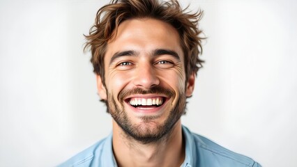 Close-up Portrait of a Cheerful Young Man with a Bright, Joyful Smile