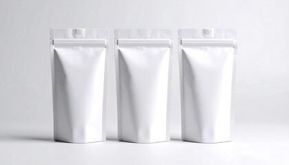 Three Blank Pouches with White Background.