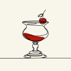 Cocktail glass with cherry 