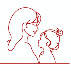 Mother and daughter in minimalist line art