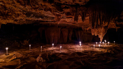 Djara Cave in Egypt with impressive stalagmites and natural rock formations. A hidden geological wonder in the heart of the Sahara desert
