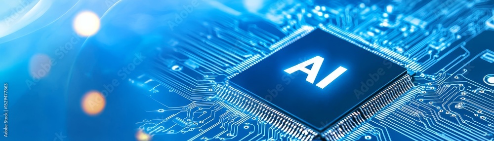 Aufkleber blue circuit board with highlighted technology innovation and digital connectivity in abstract desig