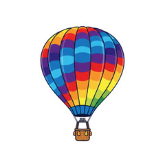 Naklejka premium Colorful stripes adorn a hot air balloon against a void space backdrop