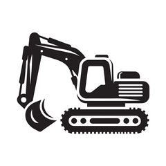 black and white Machinery Excavator Icon Vector Illustrations