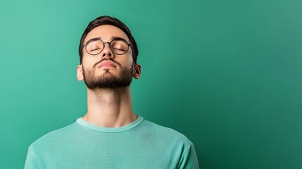 Fototapeta premium Stylish bearded man with glasses portrait of modern intellectualism and timeless style