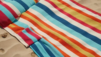Colorful beach towel with sharp clear stripes isolated on transparent background. 6