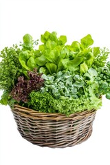 Fototapeta premium Fresh Organic Greens in a Rustic Basket for Healthy Lifestyle